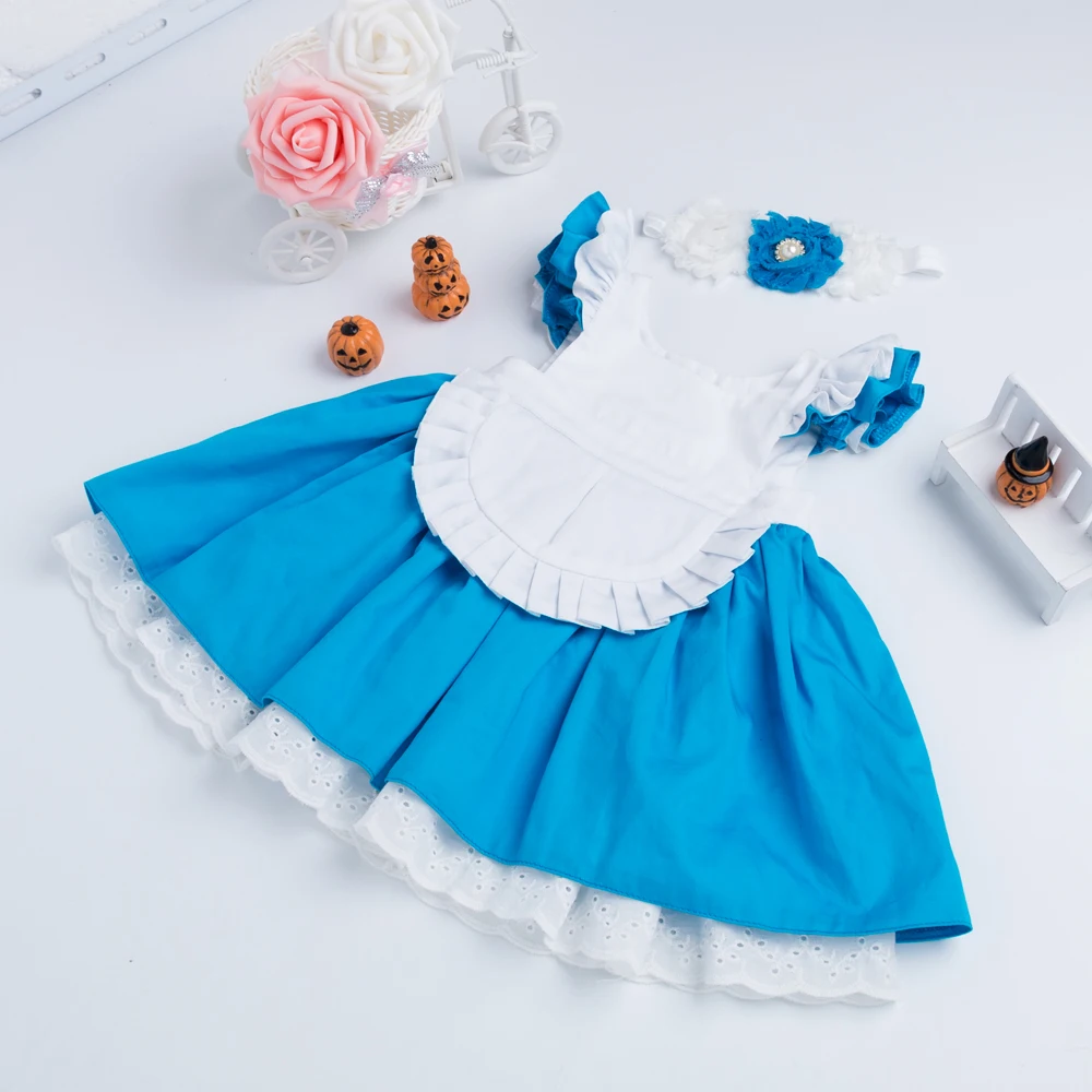Платье для девочек; коллекция года; детская одежда; платья Золушки и Алисы; цвет белый, синий; праздничная одежда принцессы с бантом для маленьких девочек