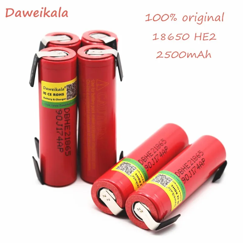 

2-20 PCS 18650 3.6 V 2500 mAh HE2 IMR18650 Rechargeable Powerful battery Max 20A 35A battery discharge e-cigarette + DIY nickel
