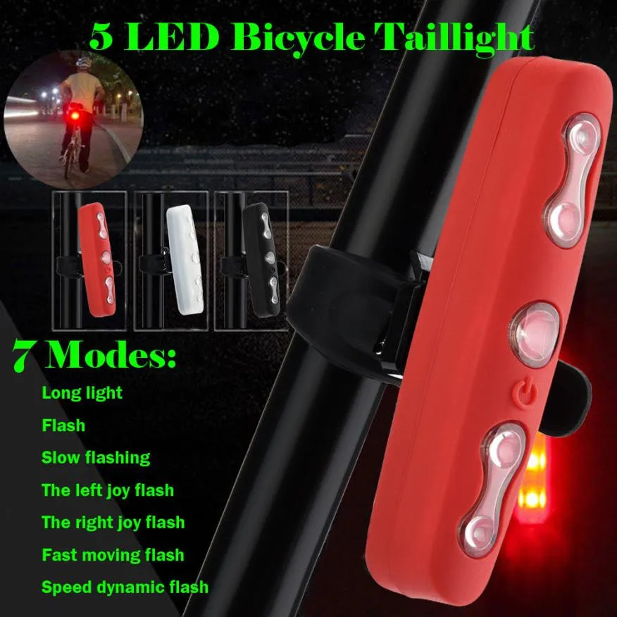 NEW Super bright 5 LED 7 Modes Cycling Bike Bicycle Back Rear Tail