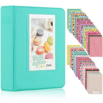 

Candy Style 64 Pockets 3 inch Photo Album with 40 Sheets Photo Border Stickers for Fuji Instax Mini7s 8 9 25 50s LiPlay Films
