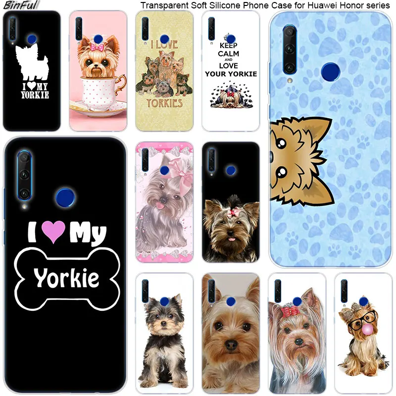 

Hot Yorkshire terrier dog puppy Soft Silicone Phone Case for Huawei Honor 20 20i 10 9 8 Lite 8X 8C 8A 8S 7S 7A Pro View 20 Cover