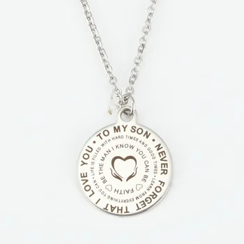 

Stainless Steel Necklace Jewelry Inspirational Lettering TO MY SON NEVER FORGET THAT I LOVE Necklace Jewelry Family Gift