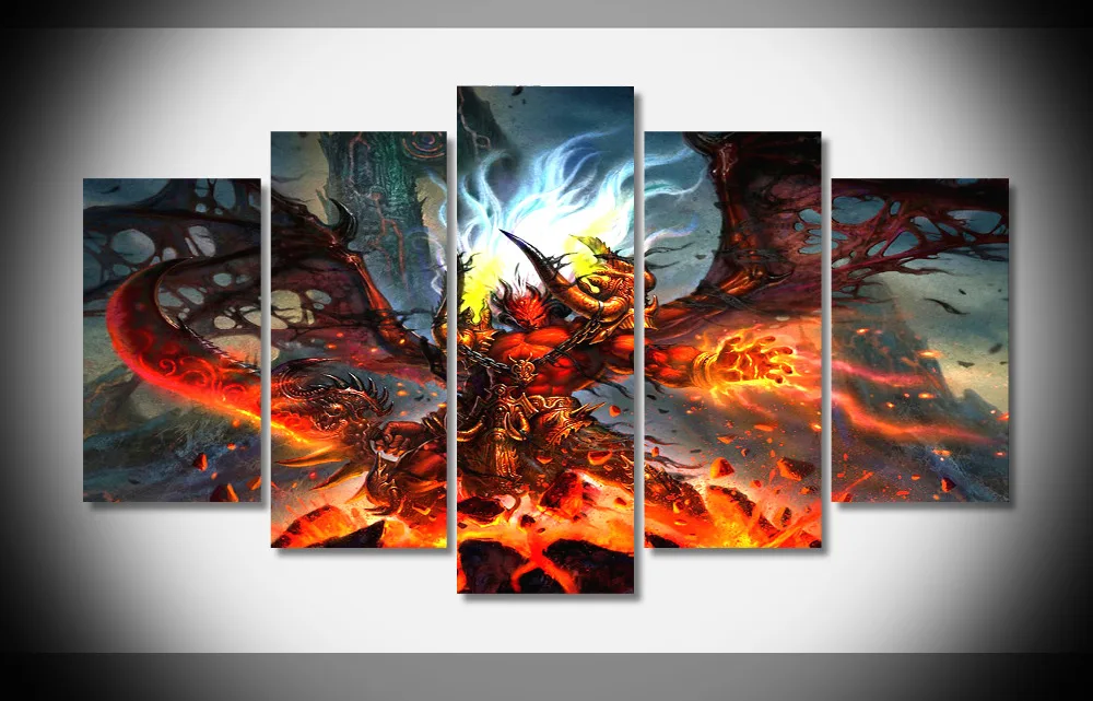 

7317 demons hell fire Poster wood Framed Gallery wrap art print home wall decor Gift wall picture Already to hung digital print