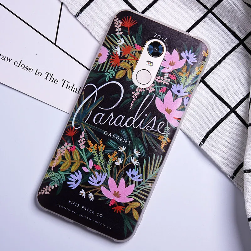 TOMKAS Painted Phone Case For Xiaomi Redmi 4X 5 Plus Flower Plants Animal Patterned  TPU Silicone Back Cover Coque fundas        (13)