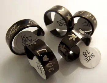 

Wholesale 36 black mixed pattern stainless steel ring