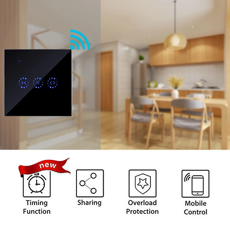 

WiFi Electric Blinds Touch Switch EWeLink APP Voice Control By Alexa Echo AC100 To 250V for Mechanical Limit Blind Motor