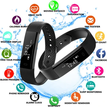

Smartch 115 PLUS APP GPS Activity Tracker Smart Bracelet Heart Rate Monitor Smart Band Bluetooth Remote Camera and Music Band