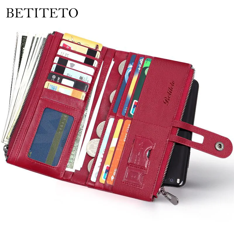 Betiteto бренд RFID натуральная кожа женский кошелек для монет клатч сумка для денег Carteras Handy cashelek телефон клатч