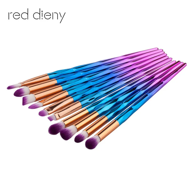 Makeup Brush Rainbow Makeup Brushes Set 10pcs Rhinestone Tools Pro Powder Foundation font b Eye b