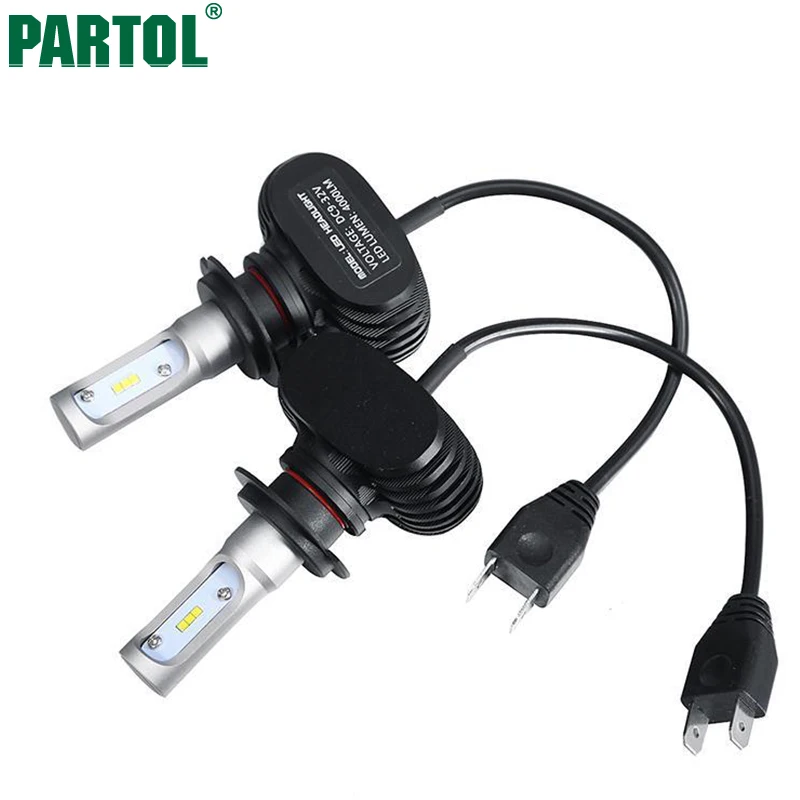 Partol S1 H7 Car LED Headlight Bulbs 50W 8000LM CREE Chips CSP LED Headlights All in one Headlamp Automobile Fog Front Light 12V led car headlight bulbs kit 9006 hb4 csp 50w 8000lm 6500k 12v single beam cree chips automobile headlamp fog light lamp