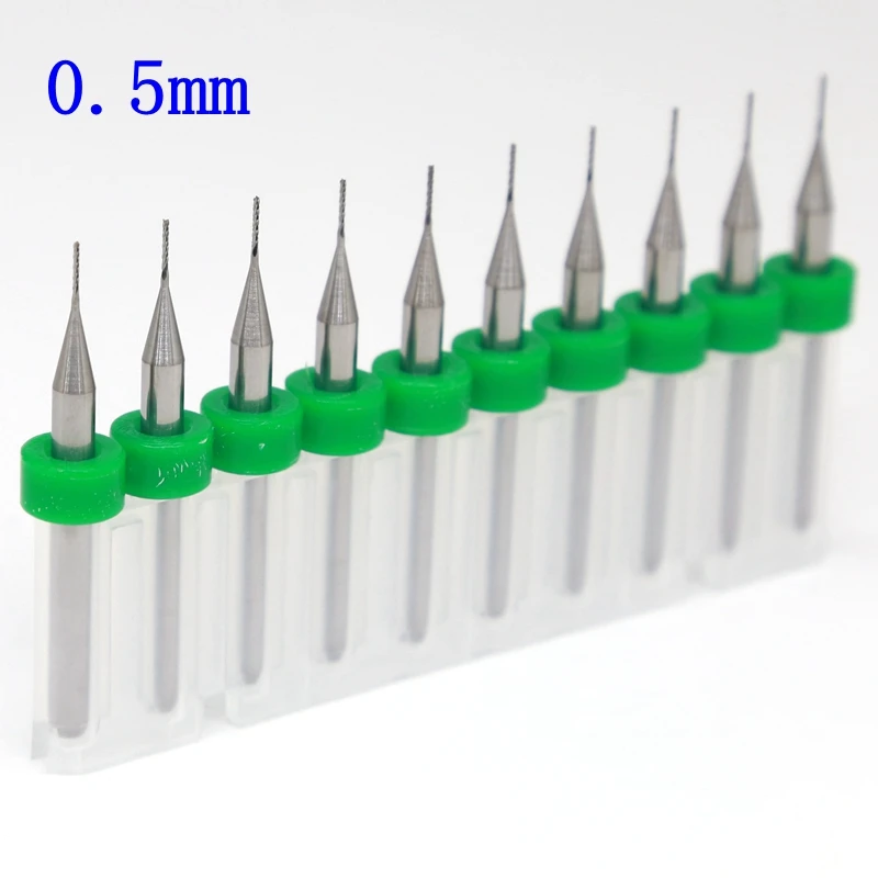 Клубника PCB Фрезерный резак кукурузные зубы металл вольфрам карбид ЧПУ Гравировальный фрезерный станок с ЧПУ деревообрабатывающие режущие инструменты 10 шт 0,5 мм