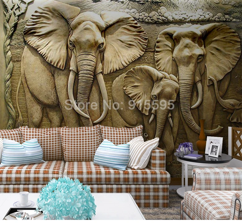 Пользовательские 3D настенные фрески обои 3D стерео рельефный слон фон настенная Фреска гостиная диван ТВ фон фото обои