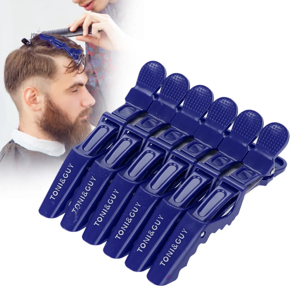 6pcs/set salon single prong hair clip crocodile hairpin anti-slip Braiding Hair Pins claw hairdressing clamps Plastic Barrettes