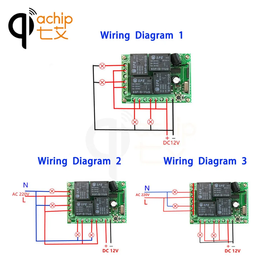 QIACHIP 433 Mhz DC 12 V 4CH беспроводной пульт дистанционного управления релейный приемник