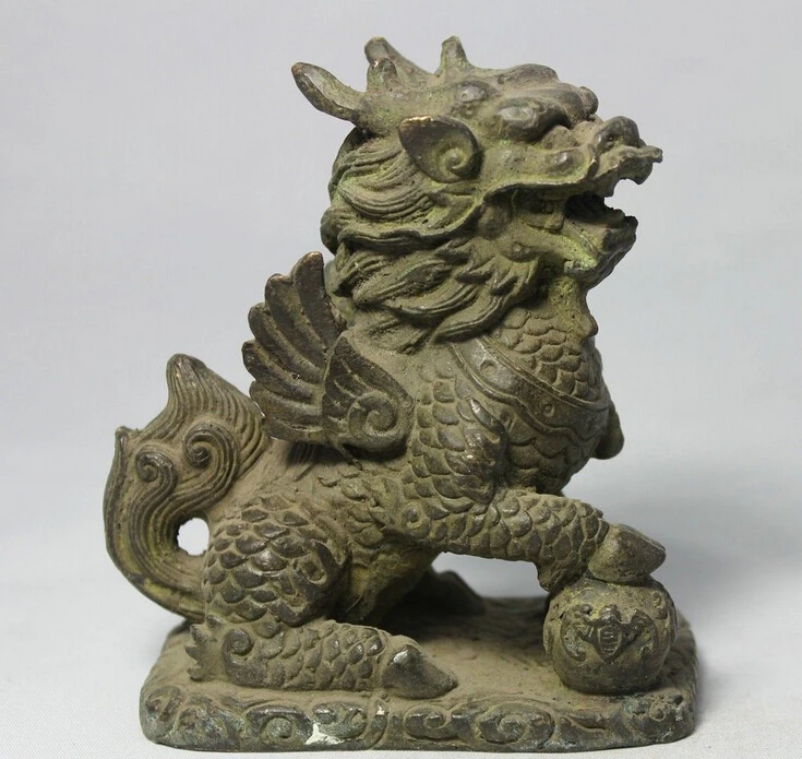

7" Chinese Folk Feng Shui Bronze Mandarin Duck Dragon Phoenix Statue Sculpture