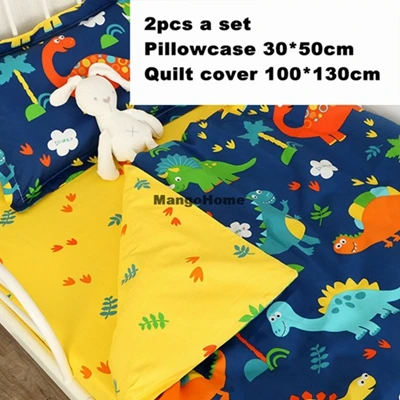 2pcs A Set) Customize Baby Bed Quilt Cover And Pillowcase Cotton Kids Bedding Set Dinosaur Unicorn Design Baby Bed Linen - Цвет: G