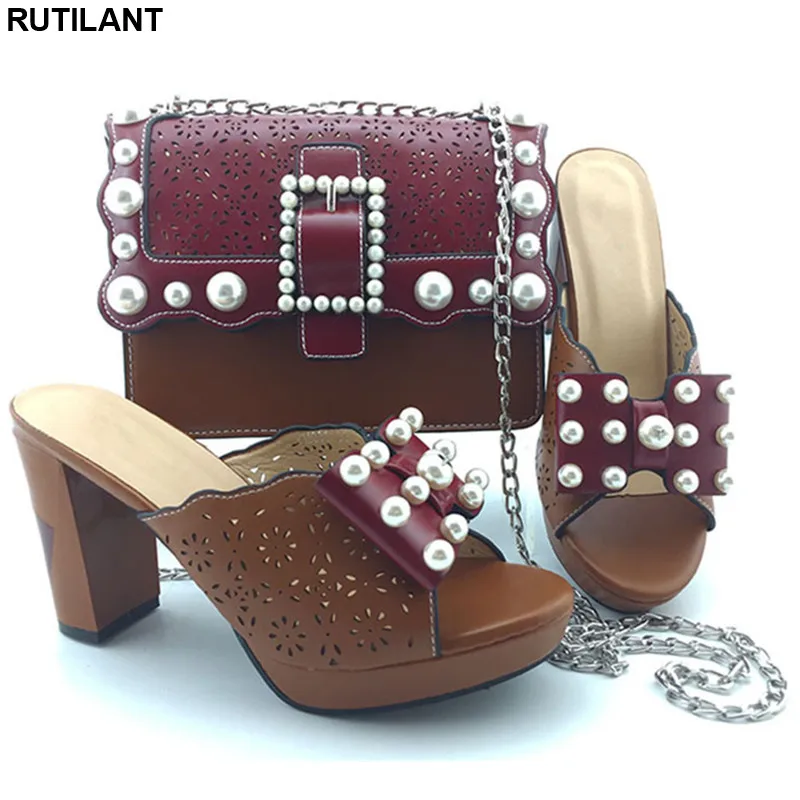 Women Shoes and Bag Set In Italy Luxury Shoes Women Designers Plus Size Shoes Women Heel Shoe and Bag Set for Party In Women