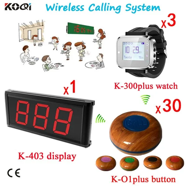 K-403+K-300plus-black+K-O1plus-blue 1+3+30 Wireless Calling System,Wireless Call Button,Wireless Waiter Call