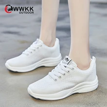 WWKK/ г. Новая Летняя женская обувь модная дышащая легкая ходьба на шнуровке женская спортивная обувь женские кроссовки