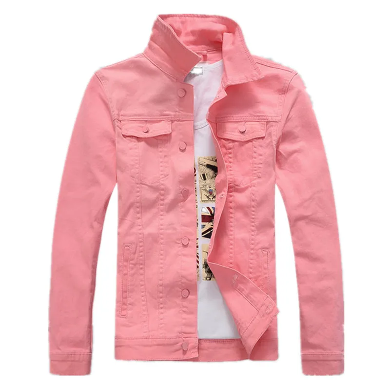 

ABOORUN New Mens Slim Denim Jackets Solid Single Breasted Jeans Jackets Spring Autumn Coat Outerwear for Male YC1260