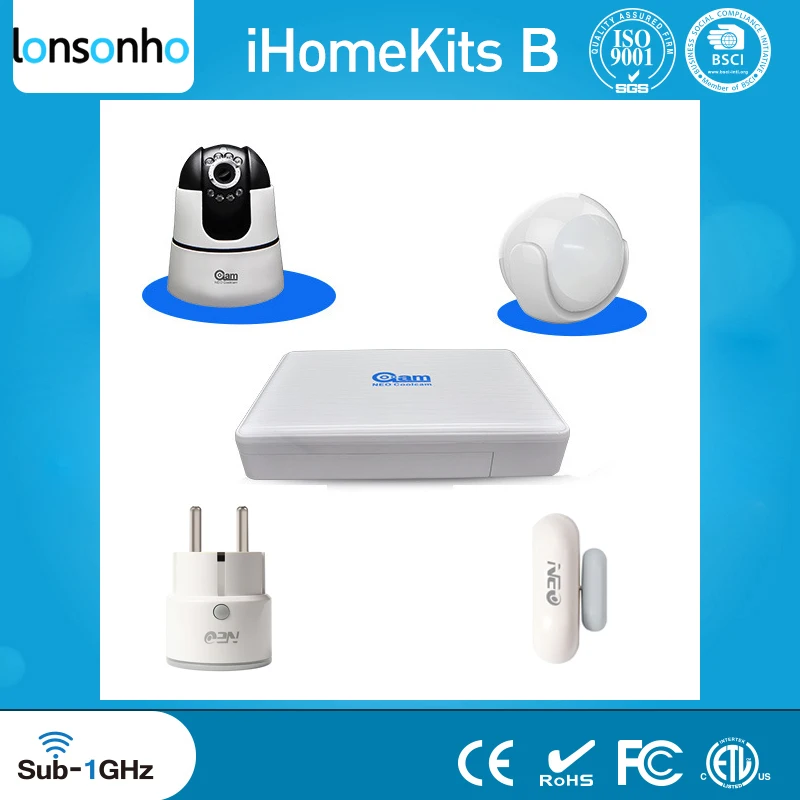 

Lonsonho iHome smart home automation kits 5 in 1 PIR Motion Detector Door Sensor EU/US wifi plug socket Intelligent Set
