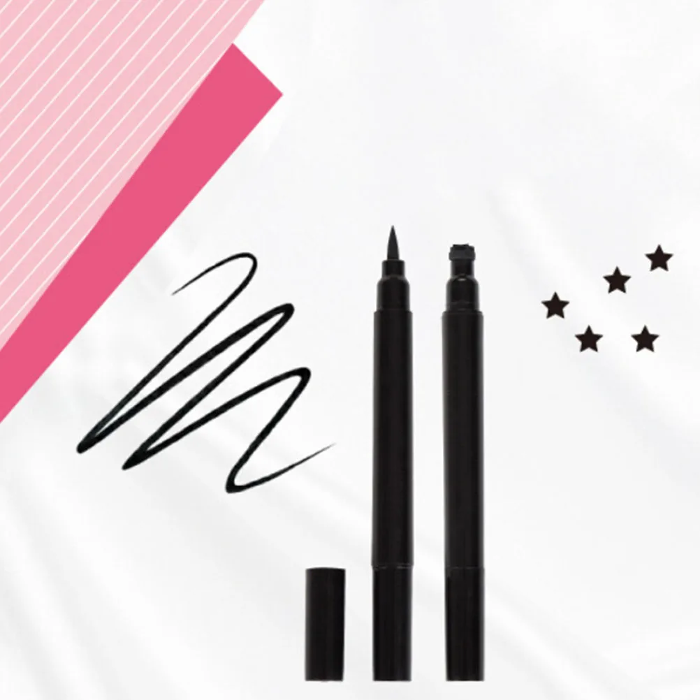 2 Sides Black Waterproof Liquid Eyeliner Pencil Star Heart Shape Dot