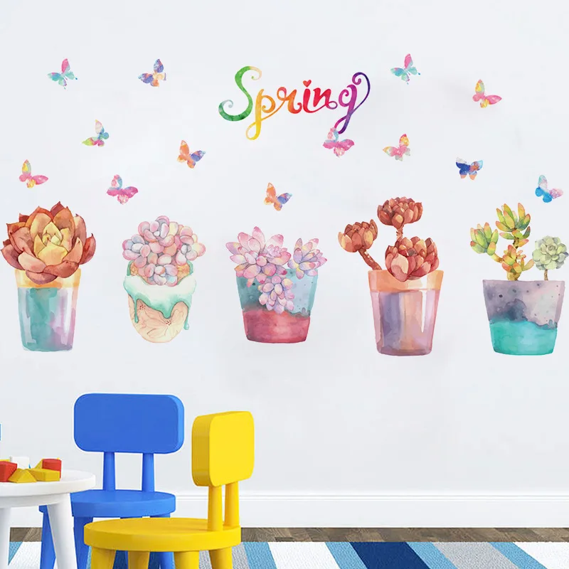 

SK7013 Cute Cartoon Flower Butterfly Wall Stickers DIY Decal Window glass Wall decor Home Decoration kids children room decor