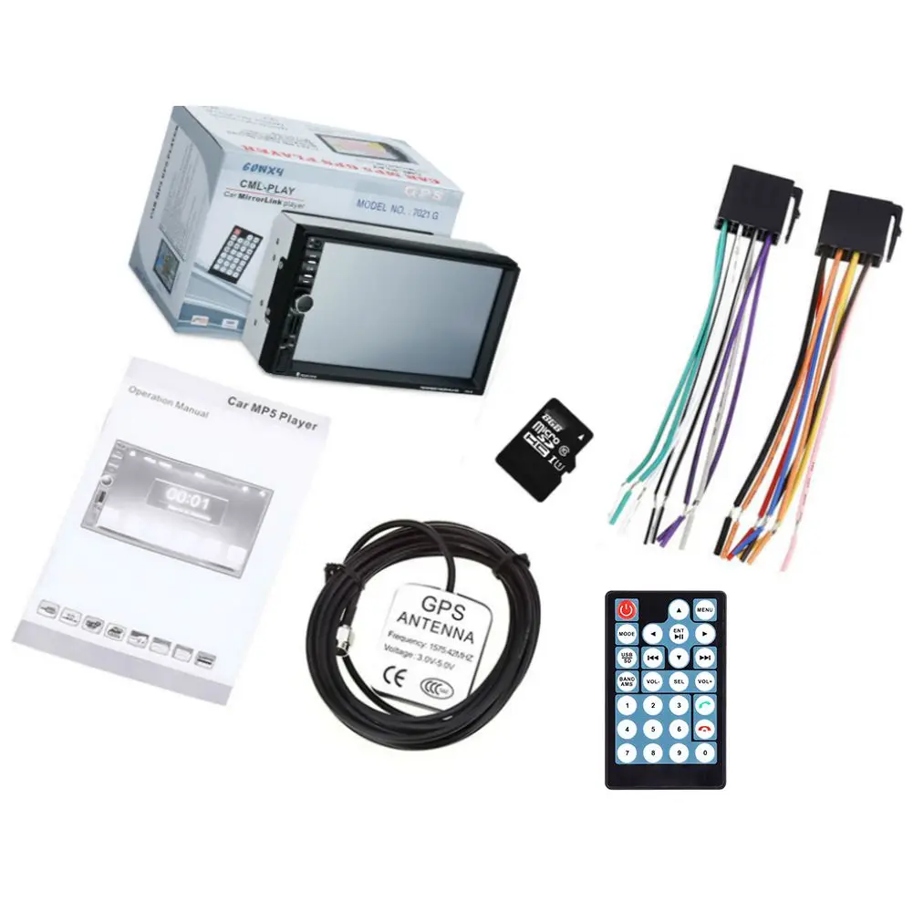 

7021G 7 inch TFT Touch Screen Car MP5 Player 2 Din Bluetooth Multimedia FM Stereo Auto Radio GPS Map Remote Control Video Play