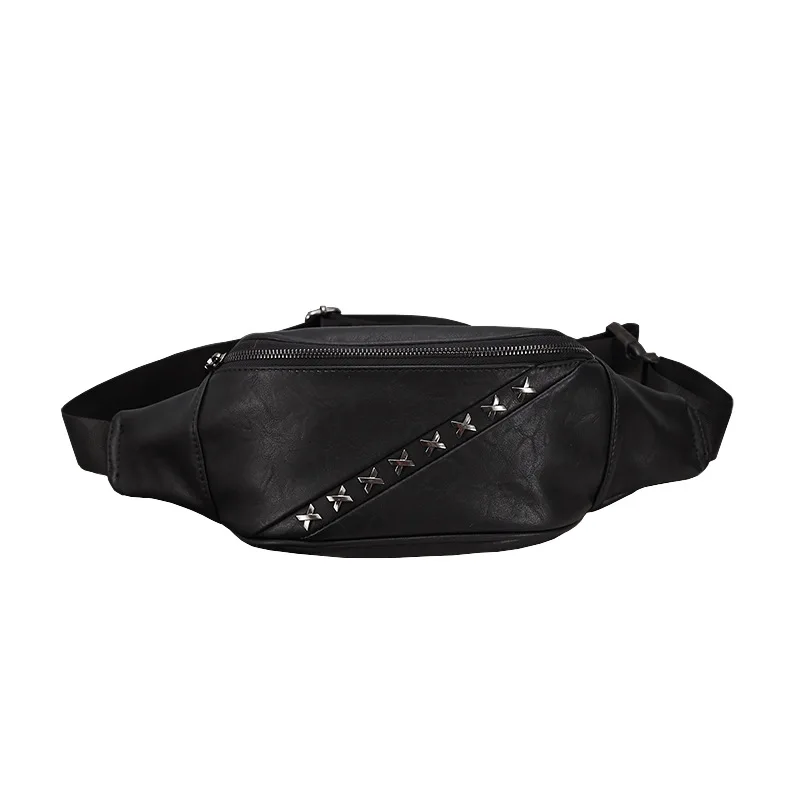 

2019 Men's fanny pack Crazy Horse Leather waist bag Vintage Hip Belt Bum Pack money Travel Fanny black Belt Loops Purse Pouch