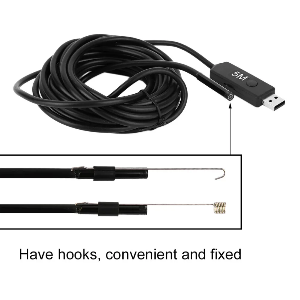 

Waterproof HD 5M 5.5mm Endoscope Mini USB Camera Borescope Photo Capture Inspection Scope 6 White LEDs Tube for Android Phone PC