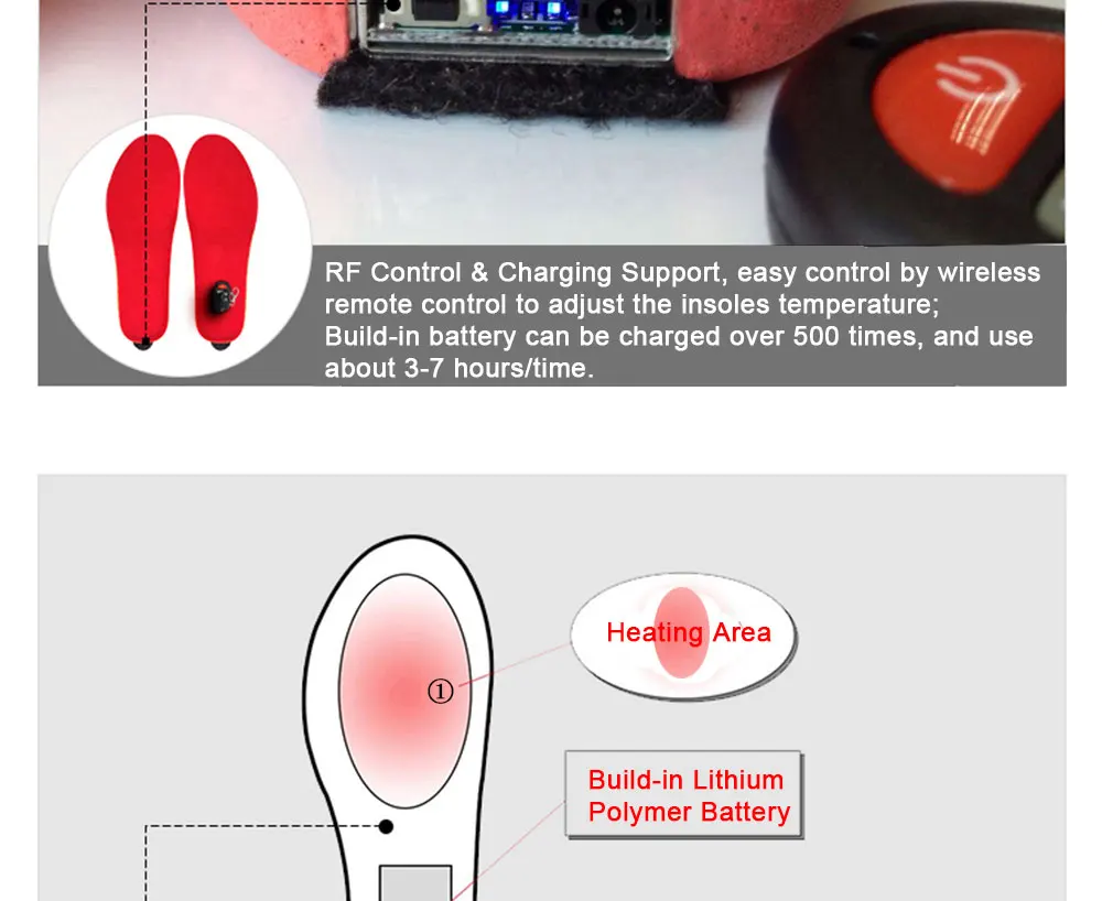 [Специальное предложение] зима теплая грелка для обуви с удаленным Управление 1800 mAh Батарея нагрева обувные стельки с подушечками для Лыжный Спорт/Кемпинг