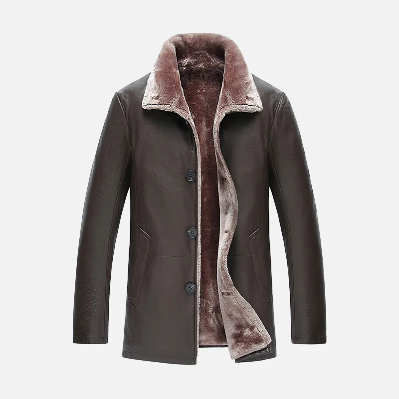 Мужская Шуба с меховым отворотом новинка зимы 2019|leather jacket|mens fur coatmen |