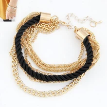 top quality 2015 2014 Fashion black luxury braided multilayer bracelet alloy bangle fashion jewelry free shipping