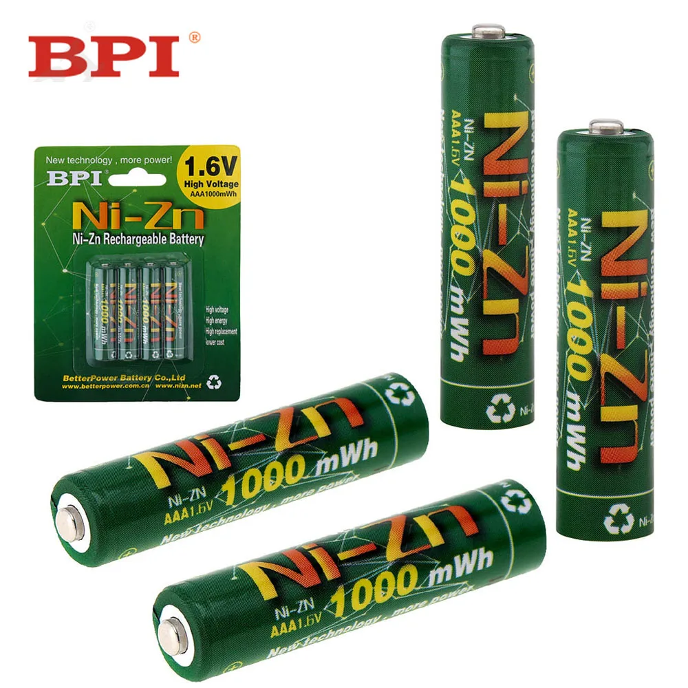 4pcs! BPI 1.6V 1000mAh AAA Rechargeable Battery NiZn Ni Zn LSD AAA