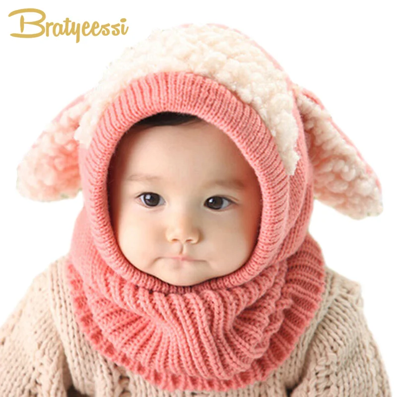 

Cute Winter Long Ears Rabbit Baby Hat with Scarf Warm Knitted Boys Girls Baby Bonnet Photo Props 5 Colors