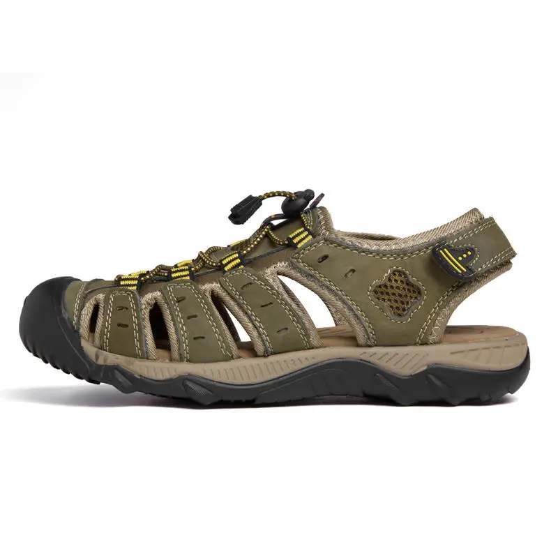 LAISUMK New Fashion Summer Beach Breathable Men Sandals Genuine Leather Men's Sandal Man Causal Shoes Plus Size 39-48