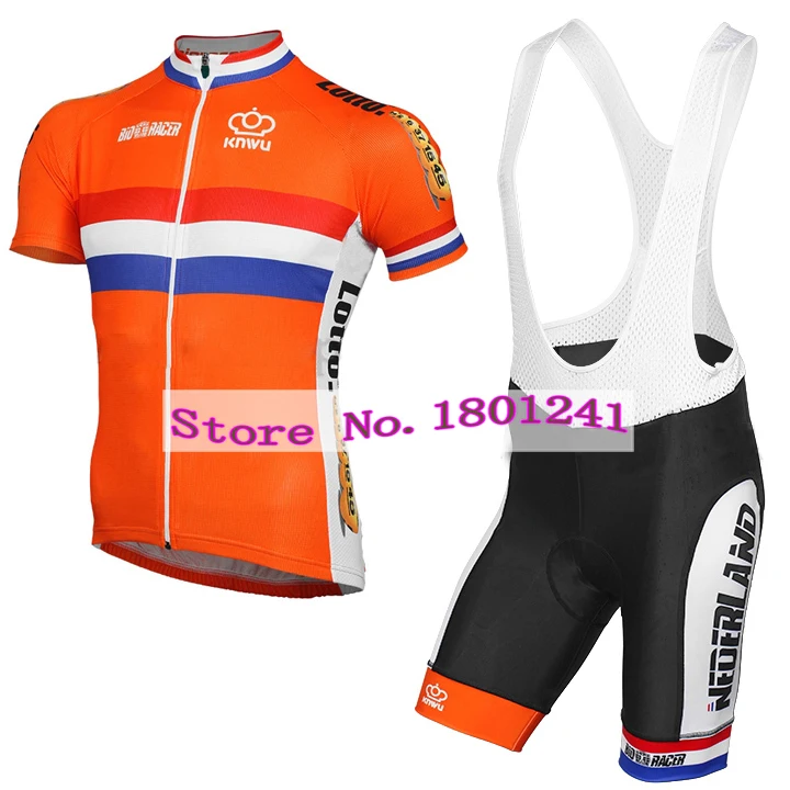 

2017 cycling jersey clothing wear orange dutch Holland Netherlands riding racing pro team black gel pad quick dry ropa ciclismo