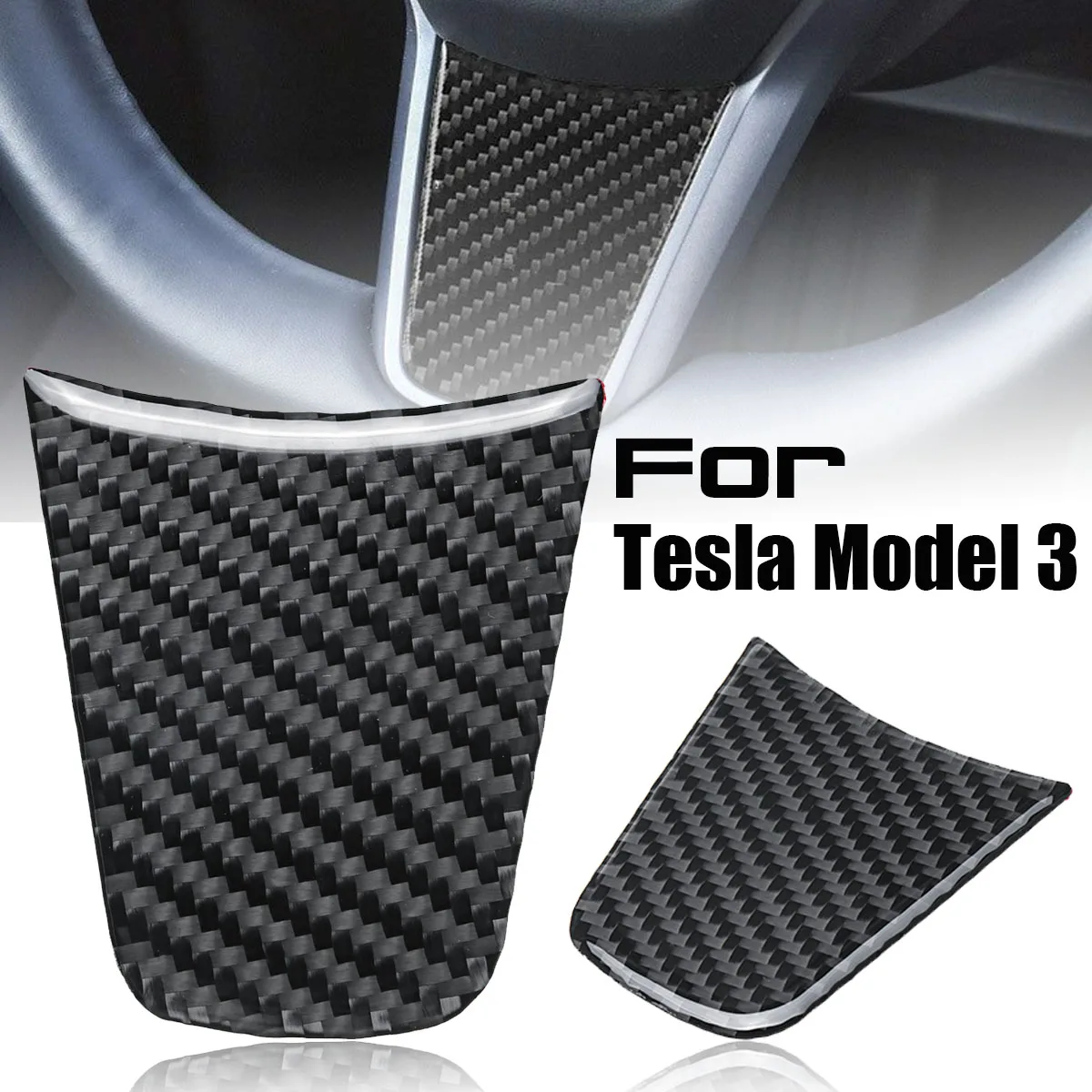 

NEW Interior Carbon Fiber Steering Wheel Badge Decal Cover Decoration Sticker For Tesla Model 3 2017~2018