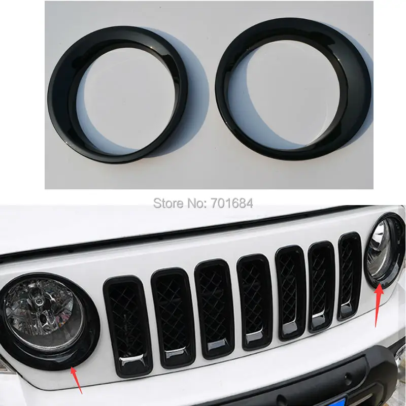 

ABS Black Front Headlight Lamp Cover Molding Trim For Jeep Patriot 2011 2012 2013 2014 2015 2016