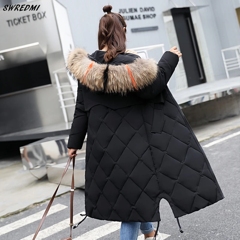 SWREDMI Women's Winter Coat Plus Size S-3XL Parkas Female Hooded Wadded Jacket Coat Cotton Padded Clothing Overcoat Mujer