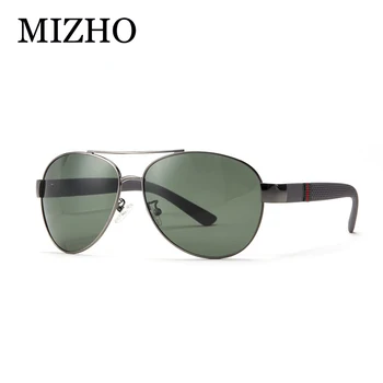 

MIZHO Brand High Quality Original Polaroid Sunglasses Men 26g Light Polyamides Leg Alloy Pilots Classic Glasses Driver Man Green