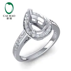 Caimao 6.5x8.5 мм Груша Cut Маунт Semi кольцо настройки 0.22ct Diamond 14 К Белое золото Gemstone Обручение кольцо ювелирные украшения