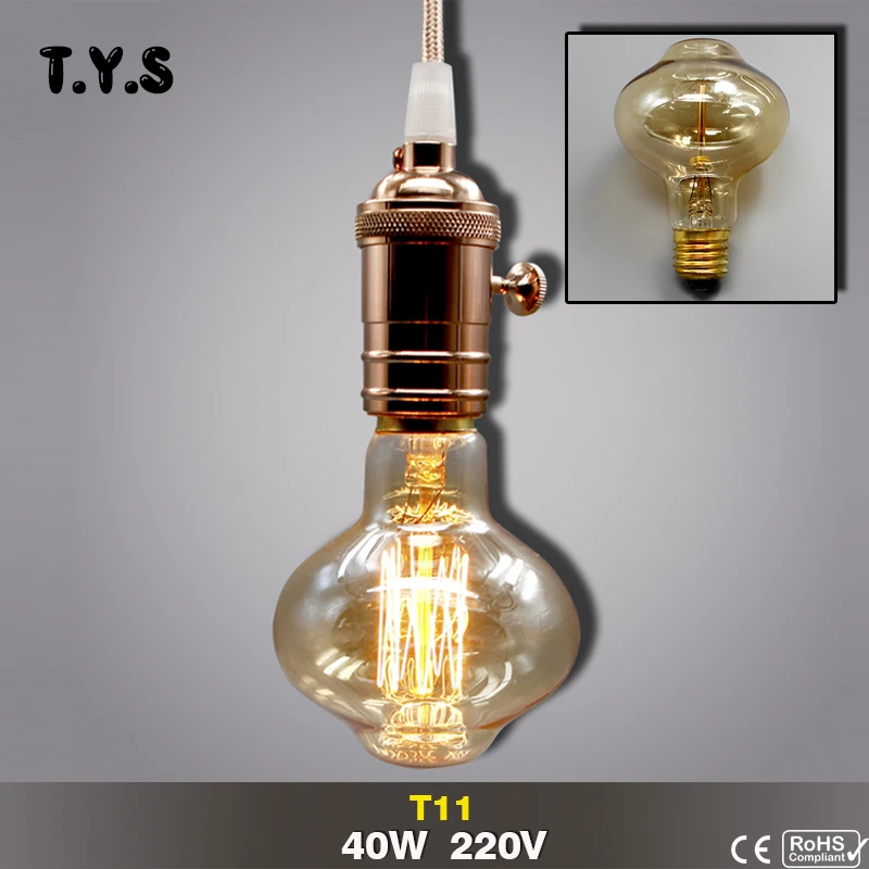 T11 Ampoule винтажная лампа Эдисона E27 нить накаливания декоративная 40 Вт 220 В лампада