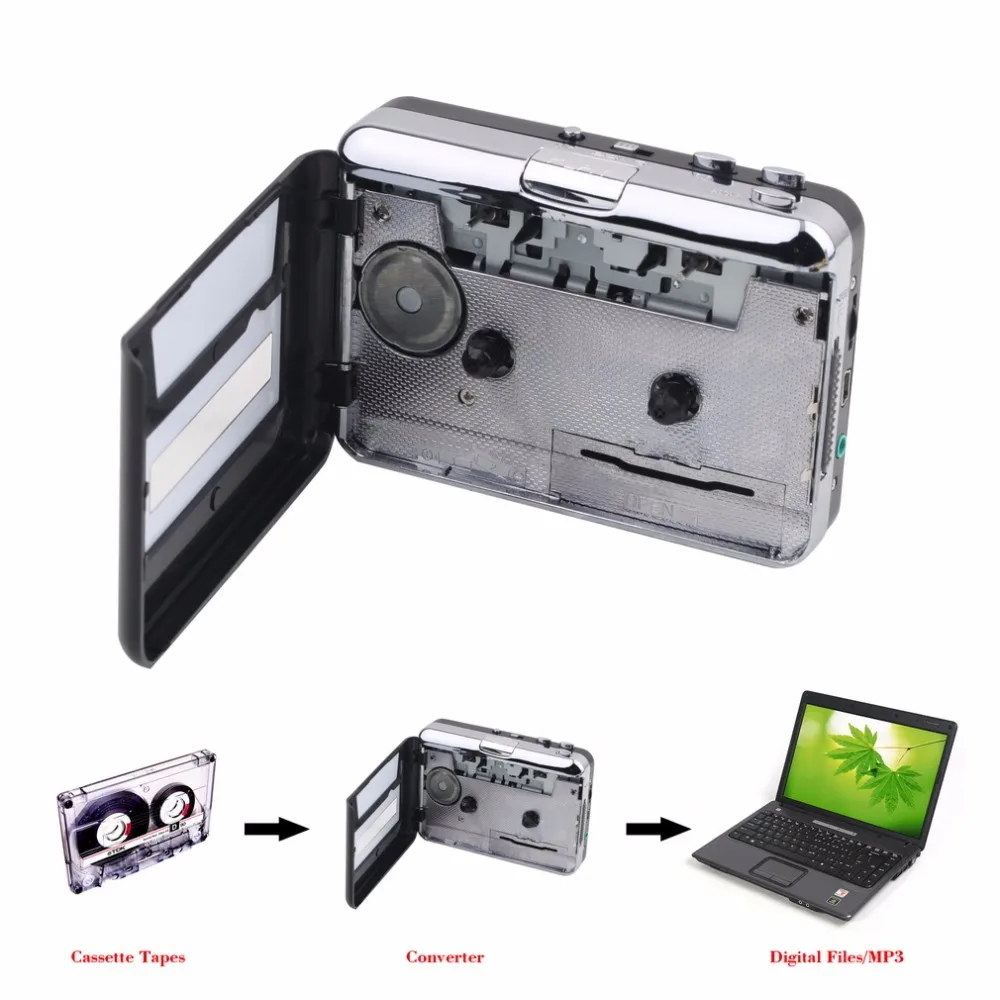 Горячее предложение USB 2,0 Портативный клейкие ленты к ПК Супер кассеты в MP3 аудио CD Музыка цифровой преобразователь игрока записывающее устройство+ наушники
