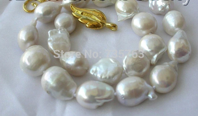 

HOT 0015108 stunning big 20mm baroque white reborn keshi freshwater pearl necklace