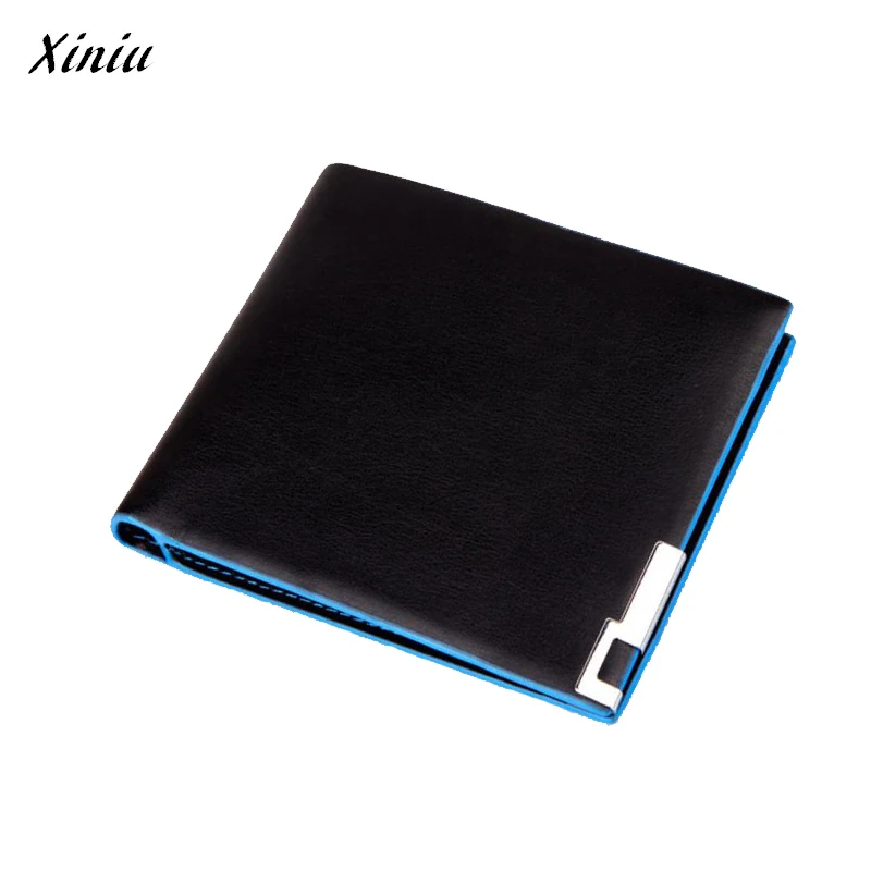 

Xiniu Men Wallet Blue Side Stylish Bifold Business Leather Wallet Card Holder Small Purse for Men Sacoche Homme #1212