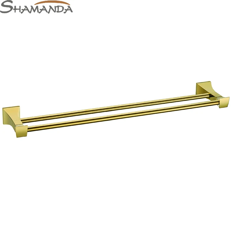 Free Shipping Solid Brass Made Golden Finish Double Towel Bar,Towel