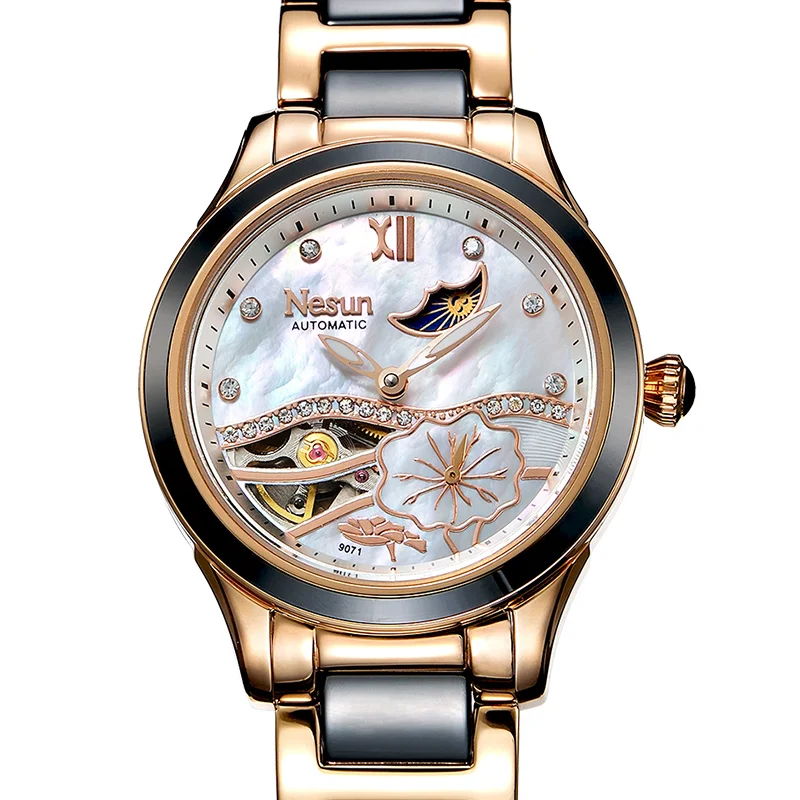 Новые швейцарские полые женские часы Nesun с турбийоном роскошные Брендовые Часы