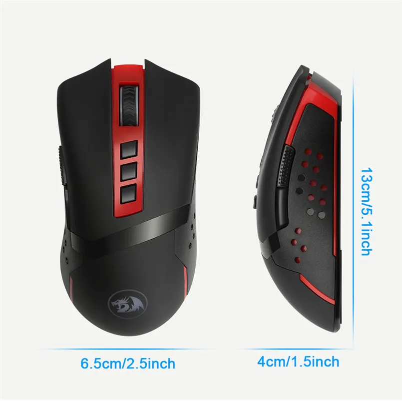 Redragon USB Wireless Gaming Mouse 4800 DPI 9 Buttons Laser Ergonomic For Overwatch Gamer Mice Laptop PC Computer 40AP1502