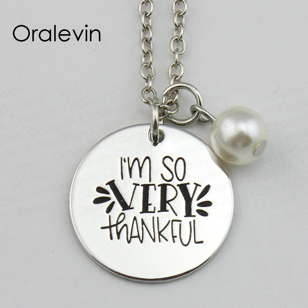 

I'M SO VERY THANKFUL Inspirational Hand Stamped Engraved Accessories Custom Charms Pendant Necklace Jewelry,10Pcs/Lot, #LN1623